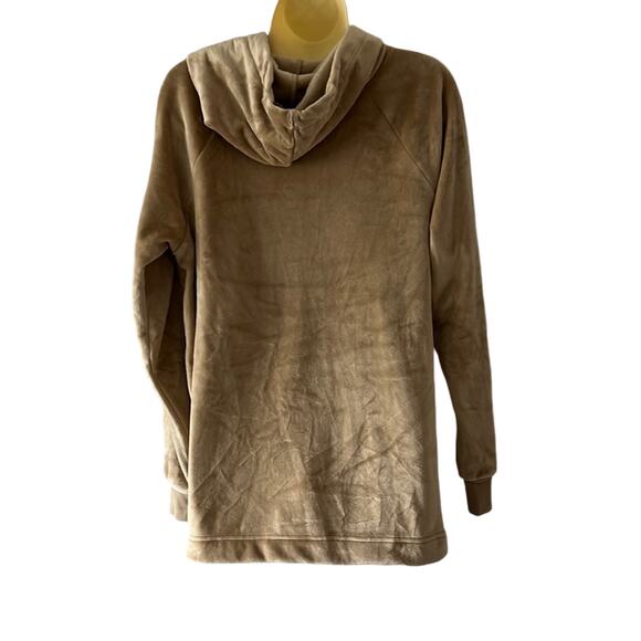 Tan Velour Plush Hooded Pullover Top Woman Size Medium NWT - Picture 3 of 10